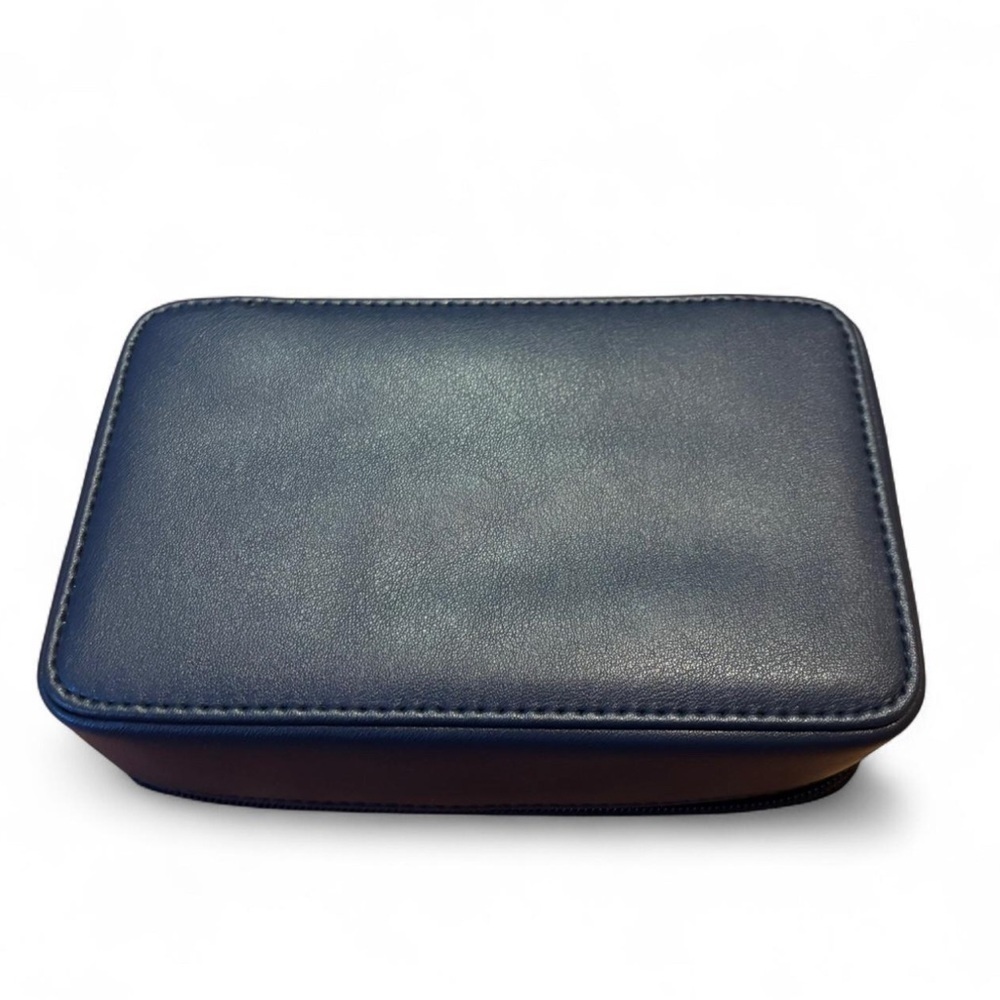 Missoni Delta Structured Cosmetic Case Zip Closure Navy Blue Chevron - Picture 3 of 6
